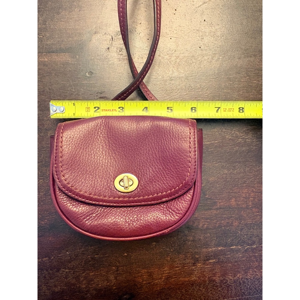 Coach Burgundy Pebbled Leather Mini Park Crossbody Bag Small Purse Maroon Kids - Picture 14 of 15